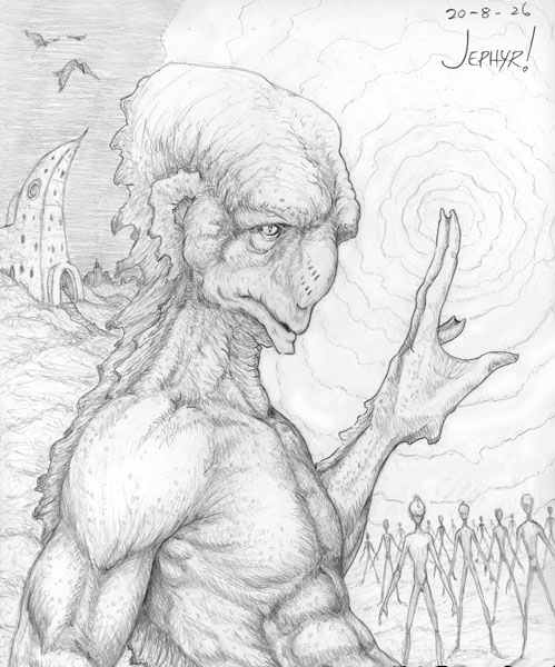 "Invasion" - Pencil - Character Design - Copyright 2020, Jephyr (Jeff Curtis), All Rights Reserved